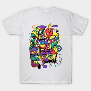 crazy abstract doodle social T-Shirt